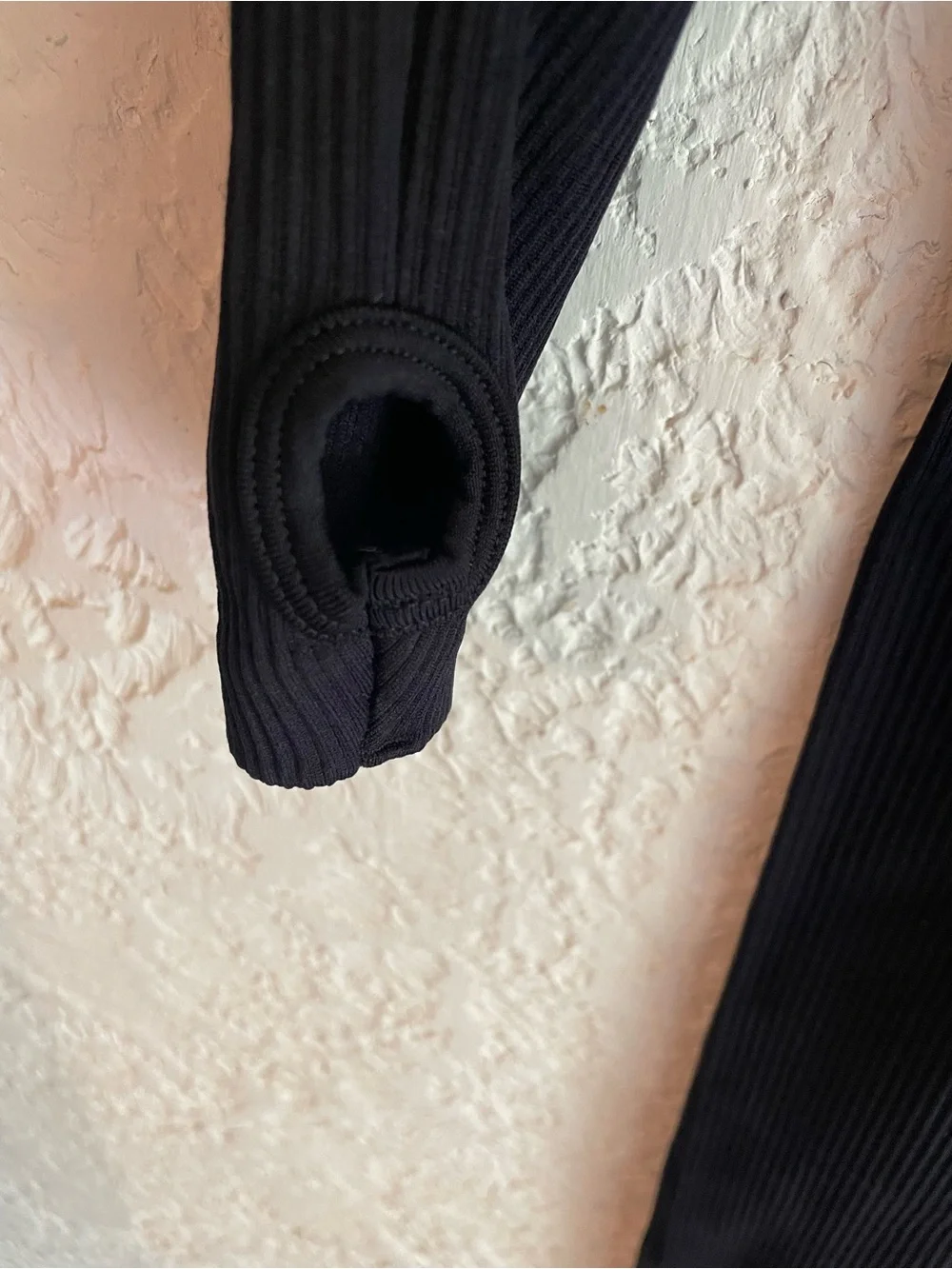 New Cupshe Black Ribbed Long-Sleeve Bodysuit